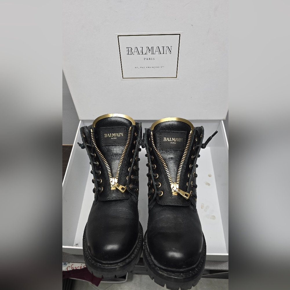 BALMAIN Black Combat Boots